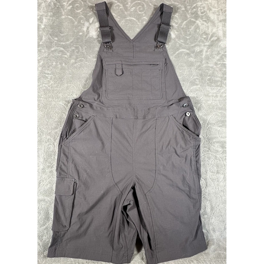Duluth Trading Co Womens L Heirloom Gardening Overall Shorts Shortalls Gray Farm